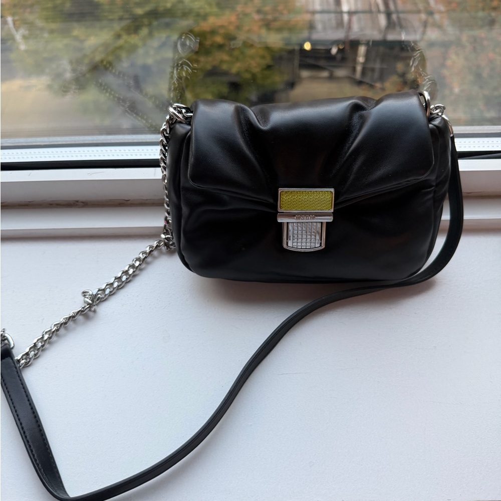 MSGM Black Crossbody Bag with Silver Chain